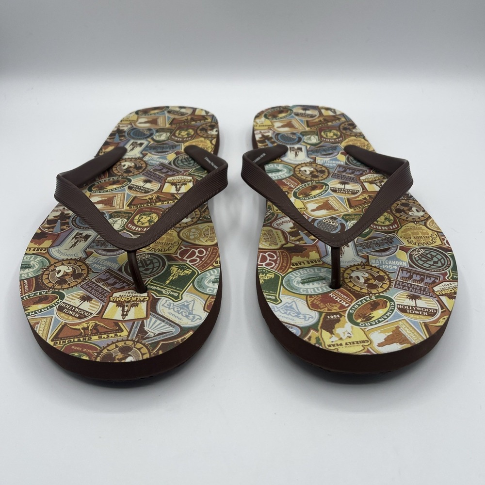 Walt Disney World Land Men's Size 8-9 Brown Flip Flops